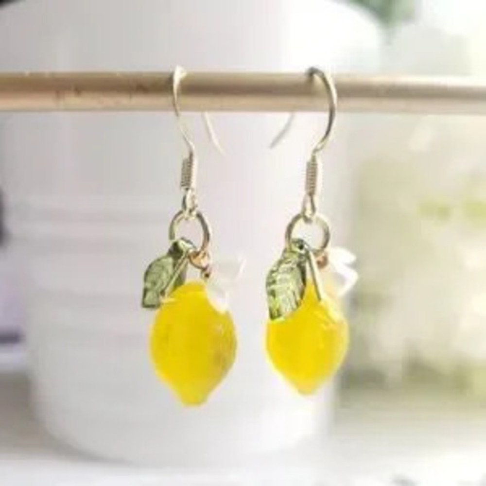 Cute Glass Lemon Drop Earrings
